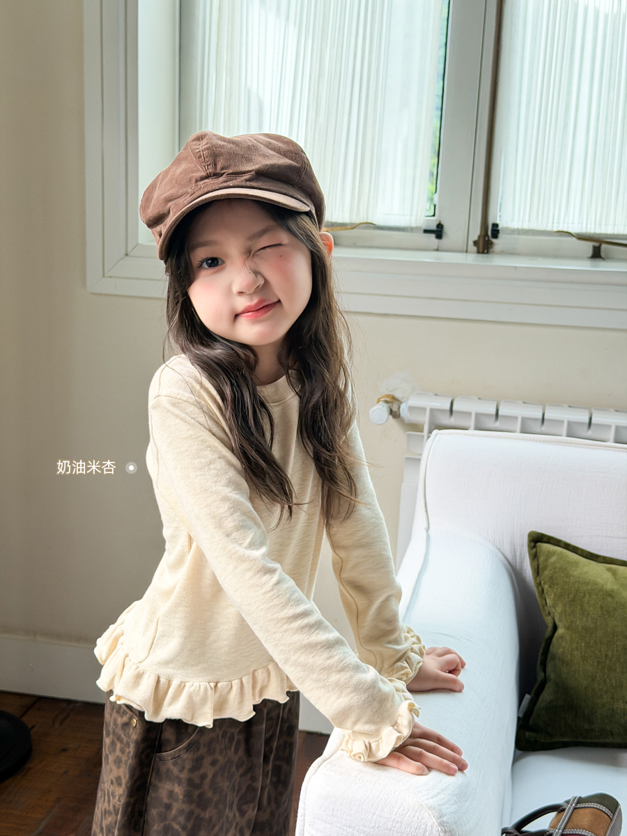 0914005 秋季少女雙層精緻木耳花邊上衣 第 4 張