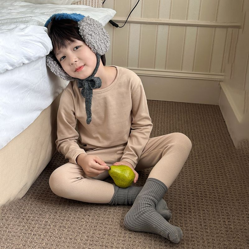 0914003 兒童280g羊毛拉架家居服套裝純色彈力男女童秋天版睡衣套裝 第 9 張