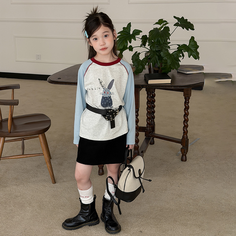 0914002 早秋少女休閒寬鬆插肩撞色卡通TEE 第 8 張