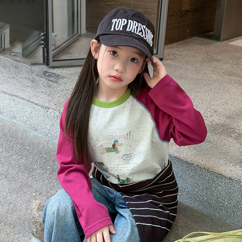 0914002 早秋少女休閒寬鬆插肩撞色卡通TEE 第 11 張