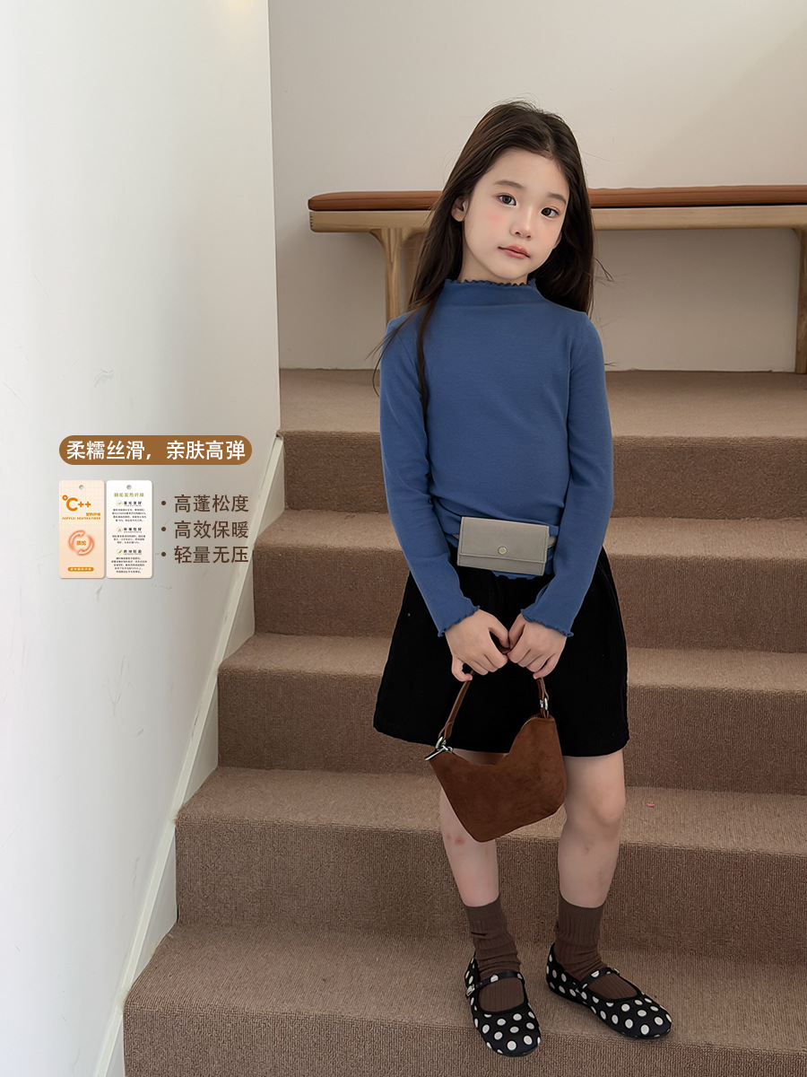 0914006 少女中大童單穿內搭氣質甜美木耳花邊上衣 第 3 張