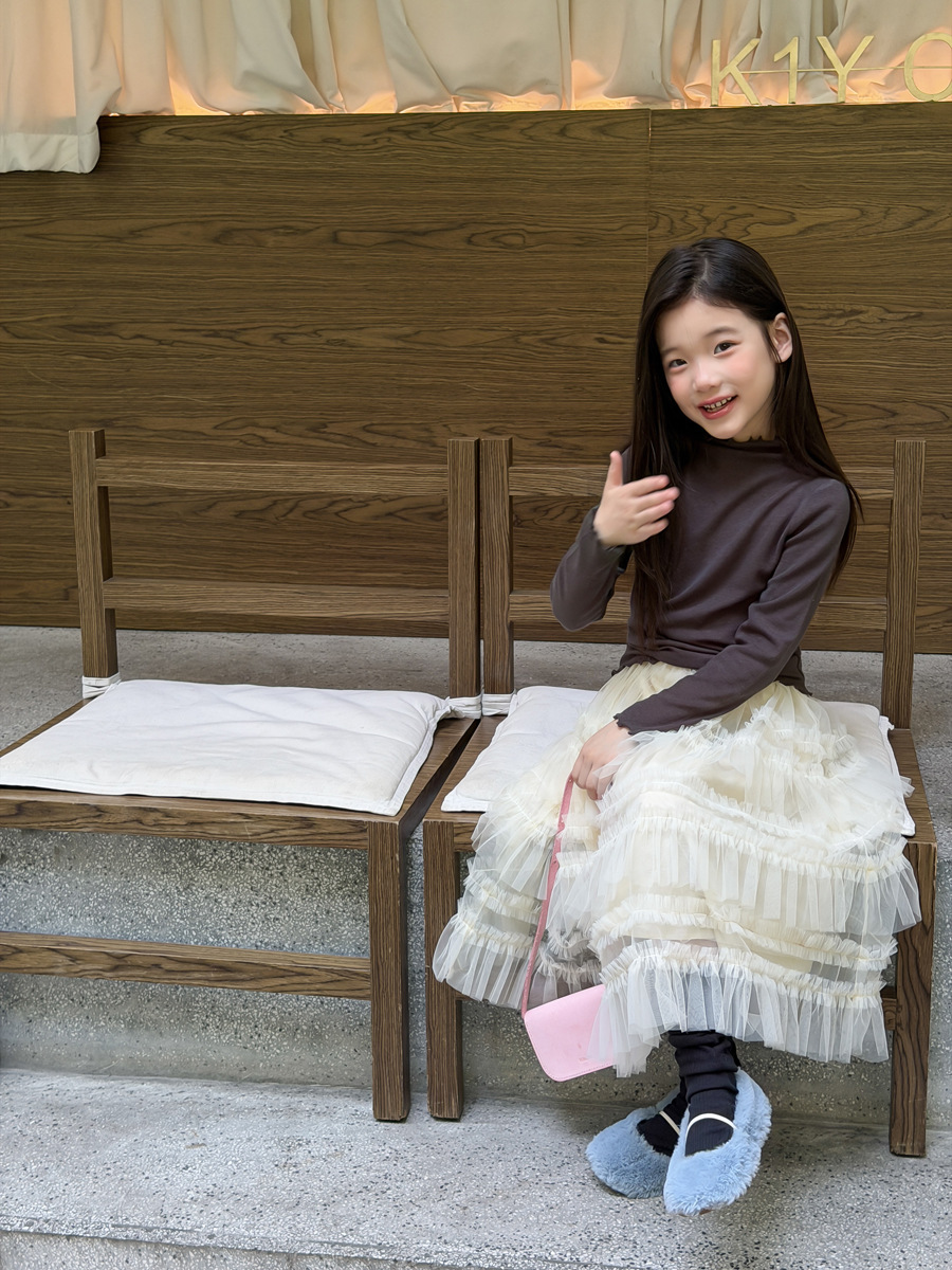 0914006 少女中大童單穿內搭氣質甜美木耳花邊上衣 第 4 張