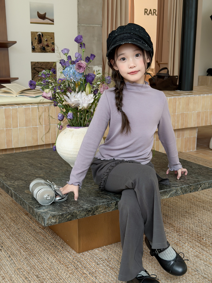 0914006 少女中大童單穿內搭氣質甜美木耳花邊上衣 第 6 張