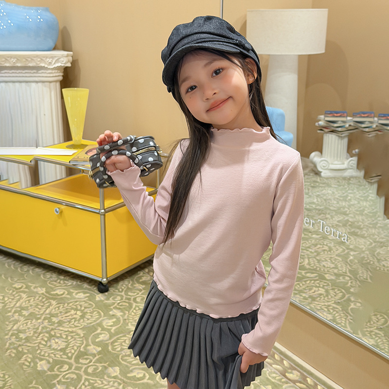 0914006 少女中大童單穿內搭氣質甜美木耳花邊上衣 第 9 張
