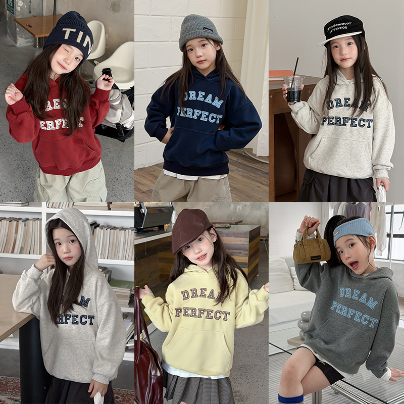 0914009 秋日男女中大童韓系寬鬆美式字母連帽TEE 第 7 張