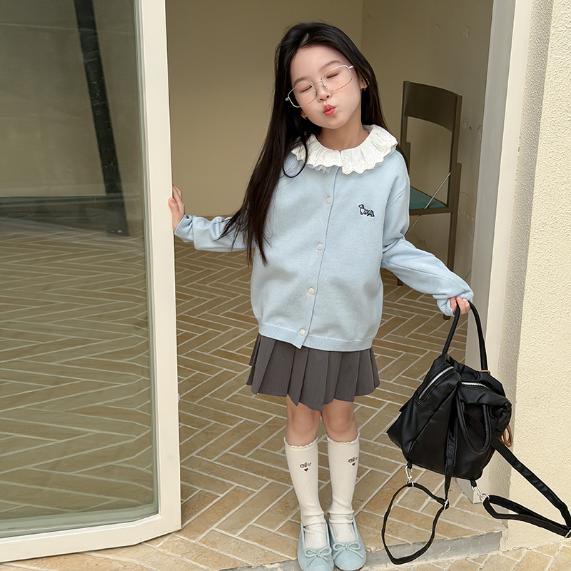 0914015 秋季少女百搭溫柔基礎小開衫刺繡小狗針織毛衣外套 第 12 張