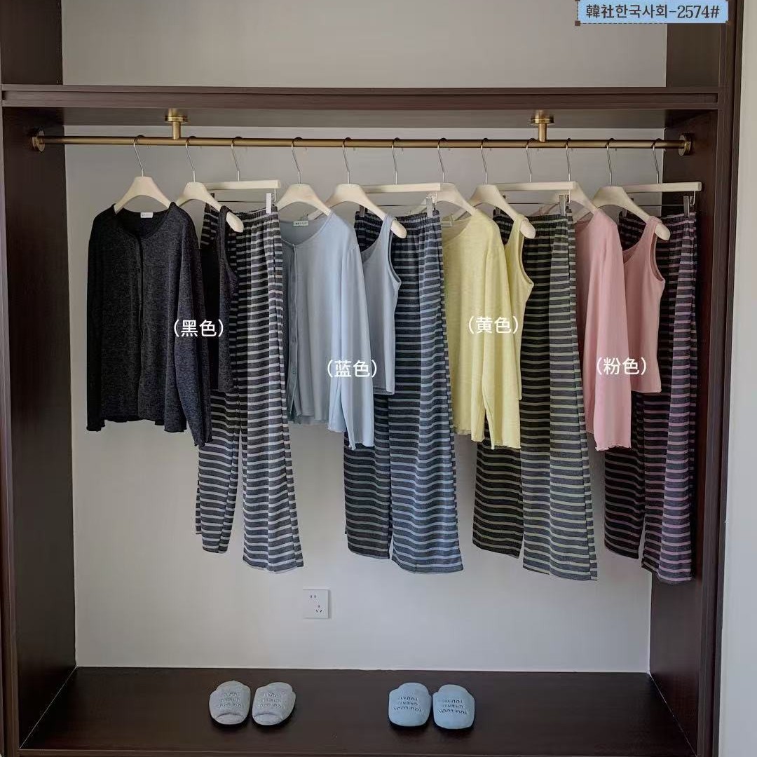 0914027 韓版한국사회鬆弛居家懶人三件套家居服磨毛吊帶睡衣套裝 第 2 張