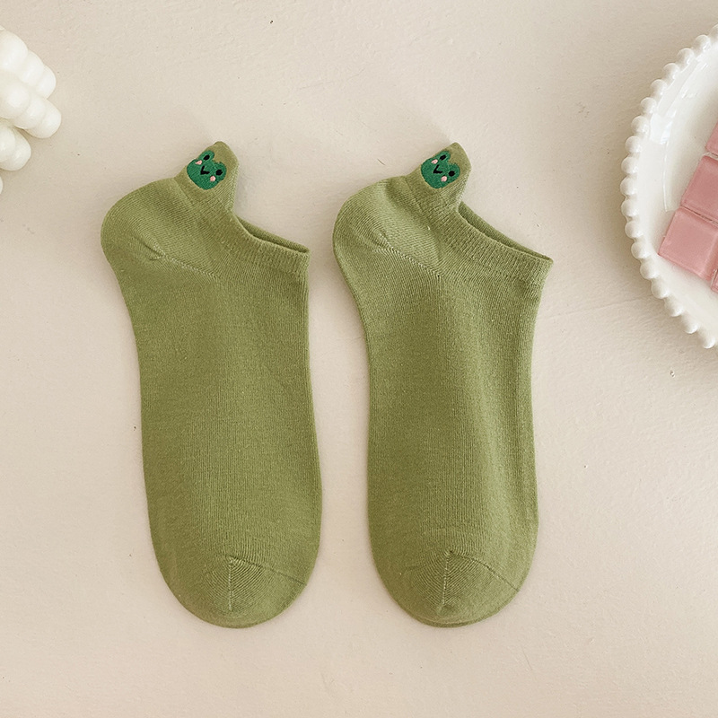 0914033 少女後跟卡通刺繡可愛動物船襪 五雙組 第 12 張