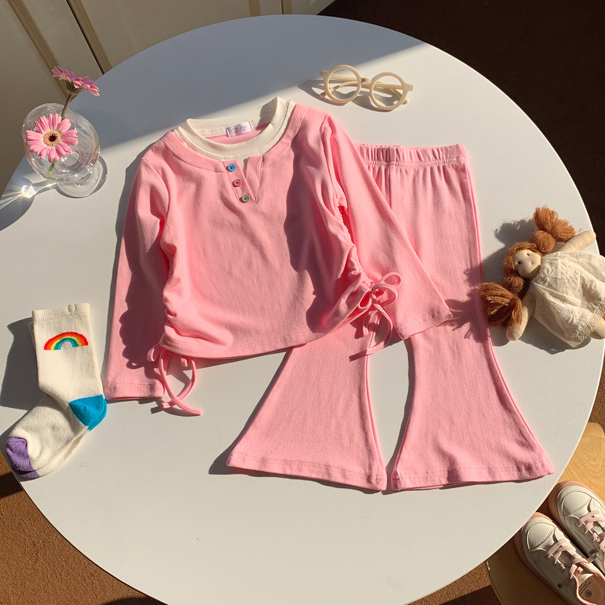 0914046 秋季新品女孩洋氣彩色鈕扣休閒運動套裝 第 5 張
