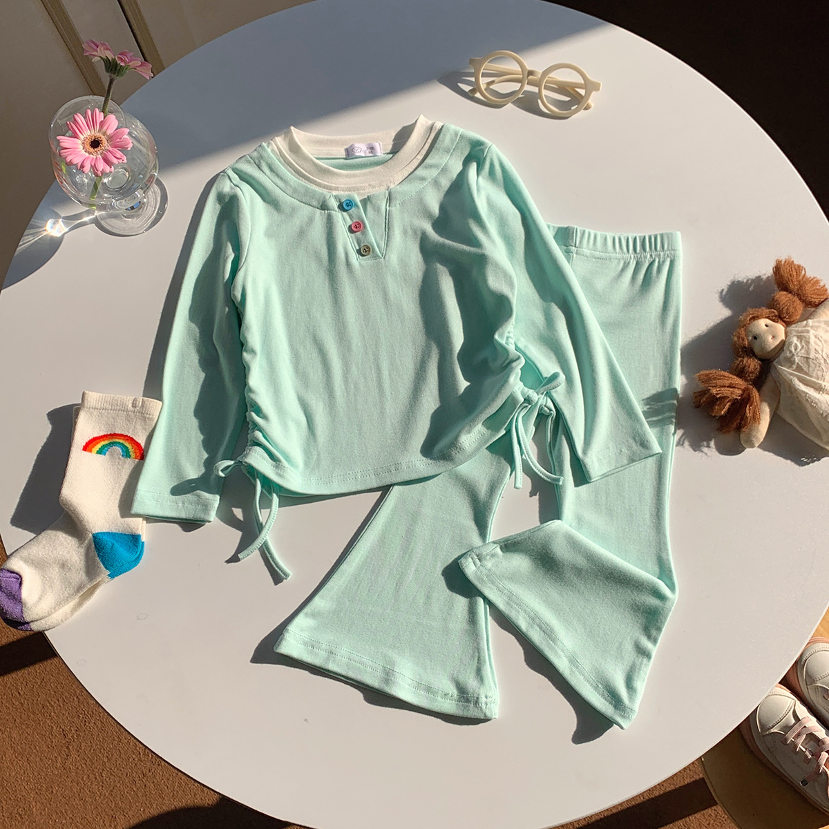 0914046 秋季新品女孩洋氣彩色鈕扣休閒運動套裝 第 9 張