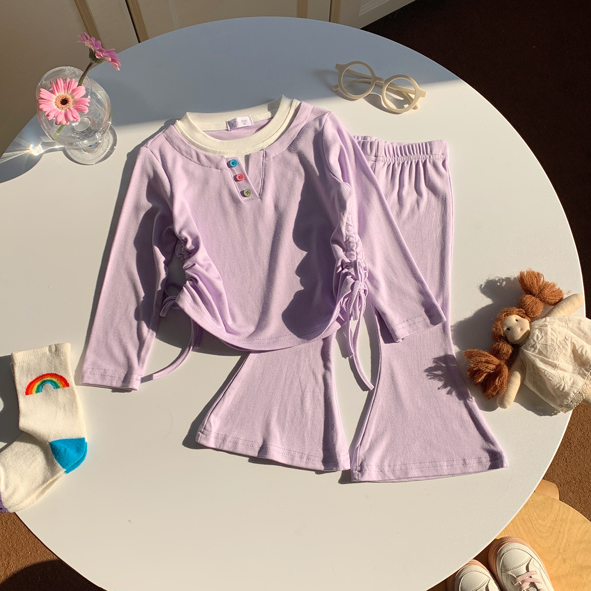 0914046 秋季新品女孩洋氣彩色鈕扣休閒運動套裝 第 10 張