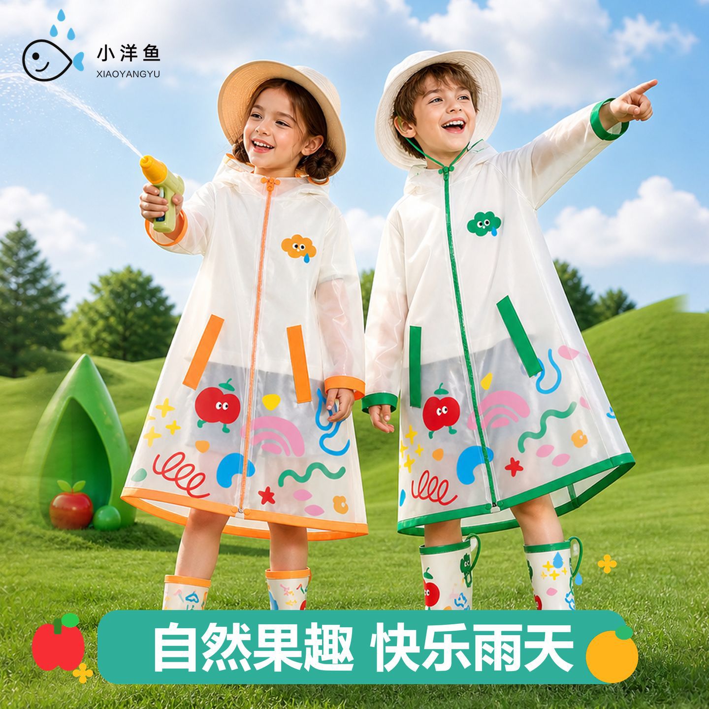 0914059 兒童雨衣小學生上學專用防暴雨帶書包位雨披雨衣 第 2 張