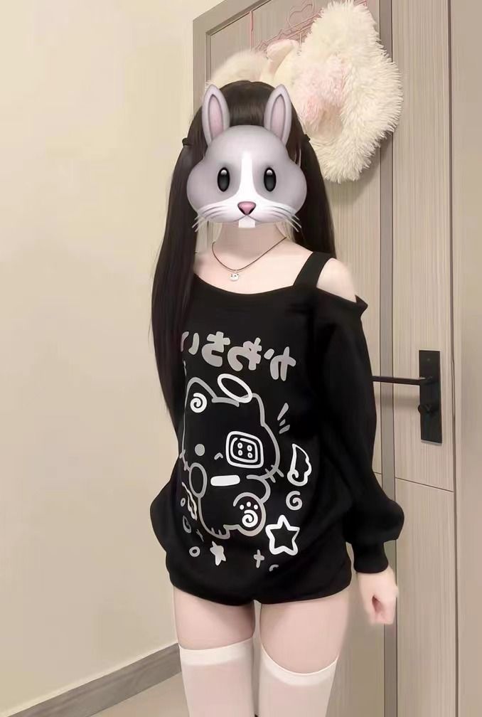 0914065 日系二次元少女貓咪設計露肩長袖TEE 第 7 張