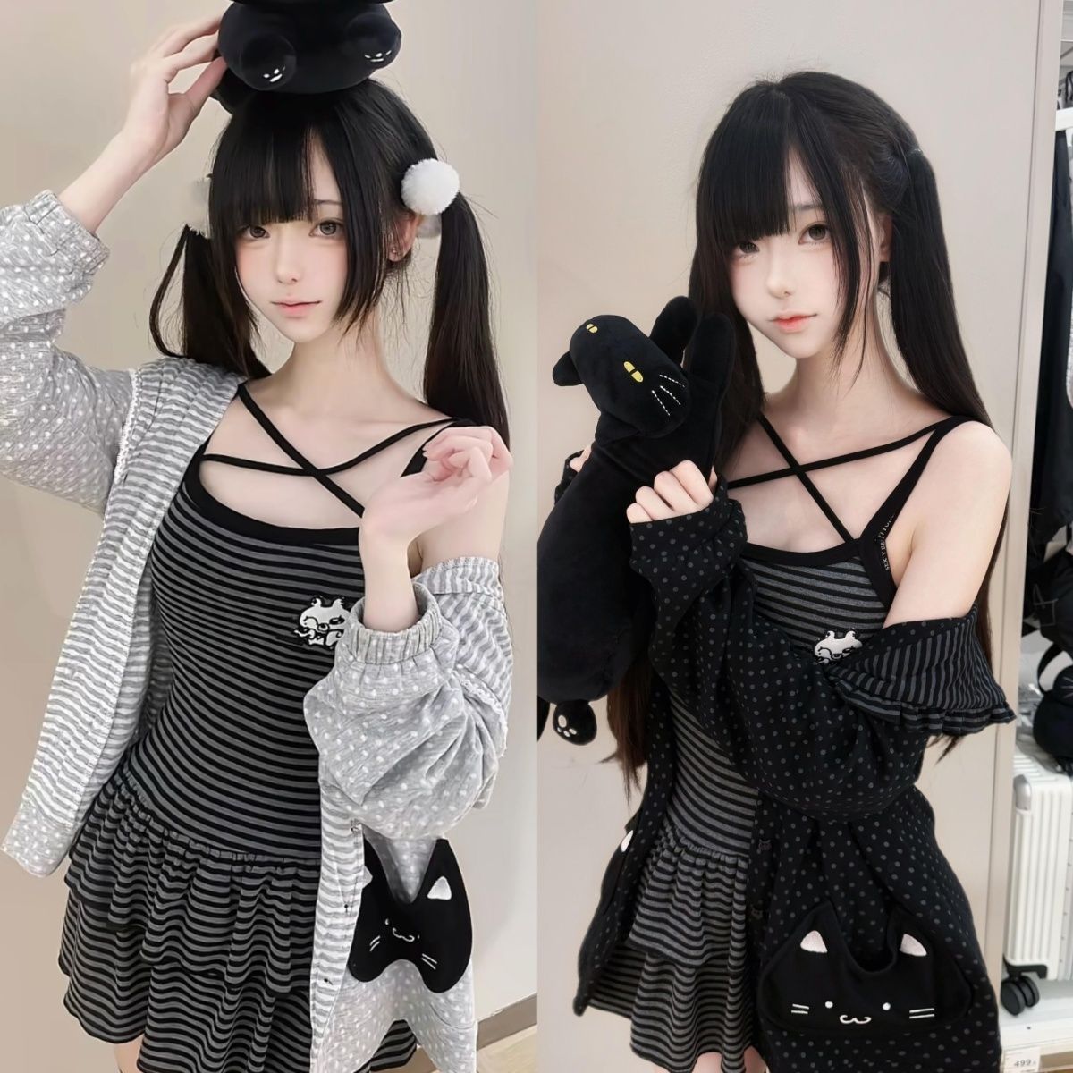 0914066 日系軟妹貓咪口袋慵懶甜酷少女開衫外套 第 2 張