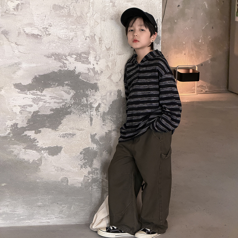 0914068 少年中大童復古風鬆弛感條紋薄帽TEE 第 8 張