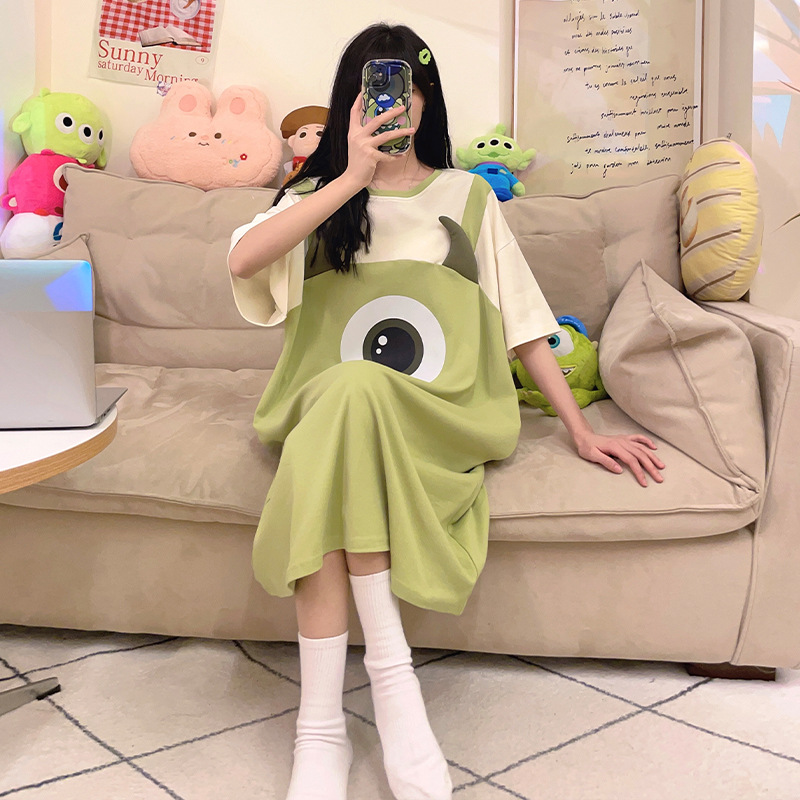 0914074 新款女士可愛短袖寬鬆卡通薄款睡裙居家裙 第 20 張