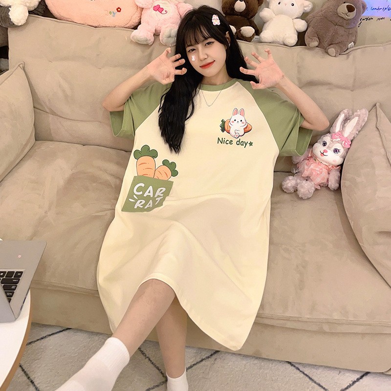 0914074 新款女士可愛短袖寬鬆卡通薄款睡裙居家裙 第 3 張