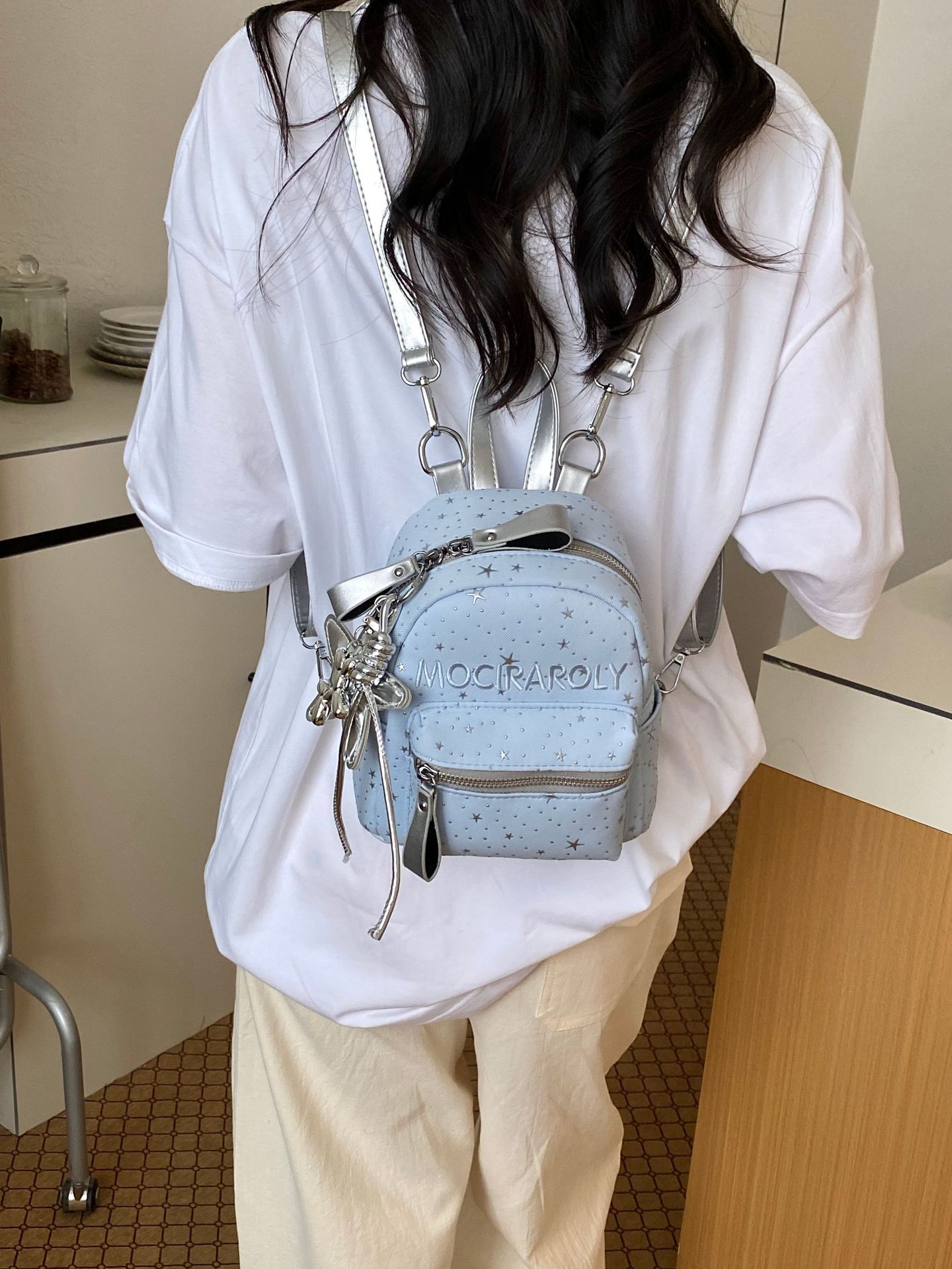 0921022 少女風星星印花可愛輕便甜美風小背包 第 4 張