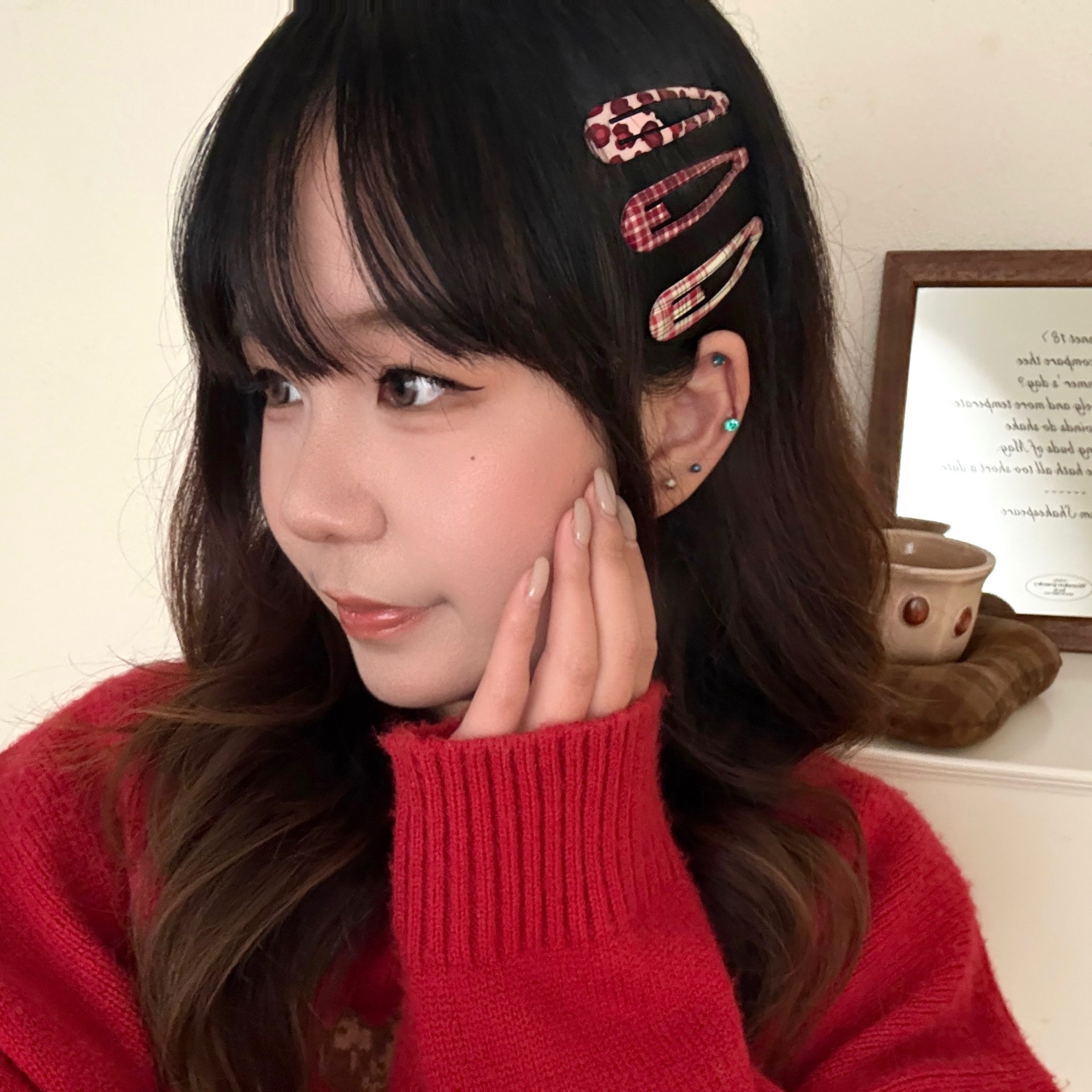 0921040 復古系可愛造型兒童bb夾水滴型印花碎髮壓夾組 第 5 張