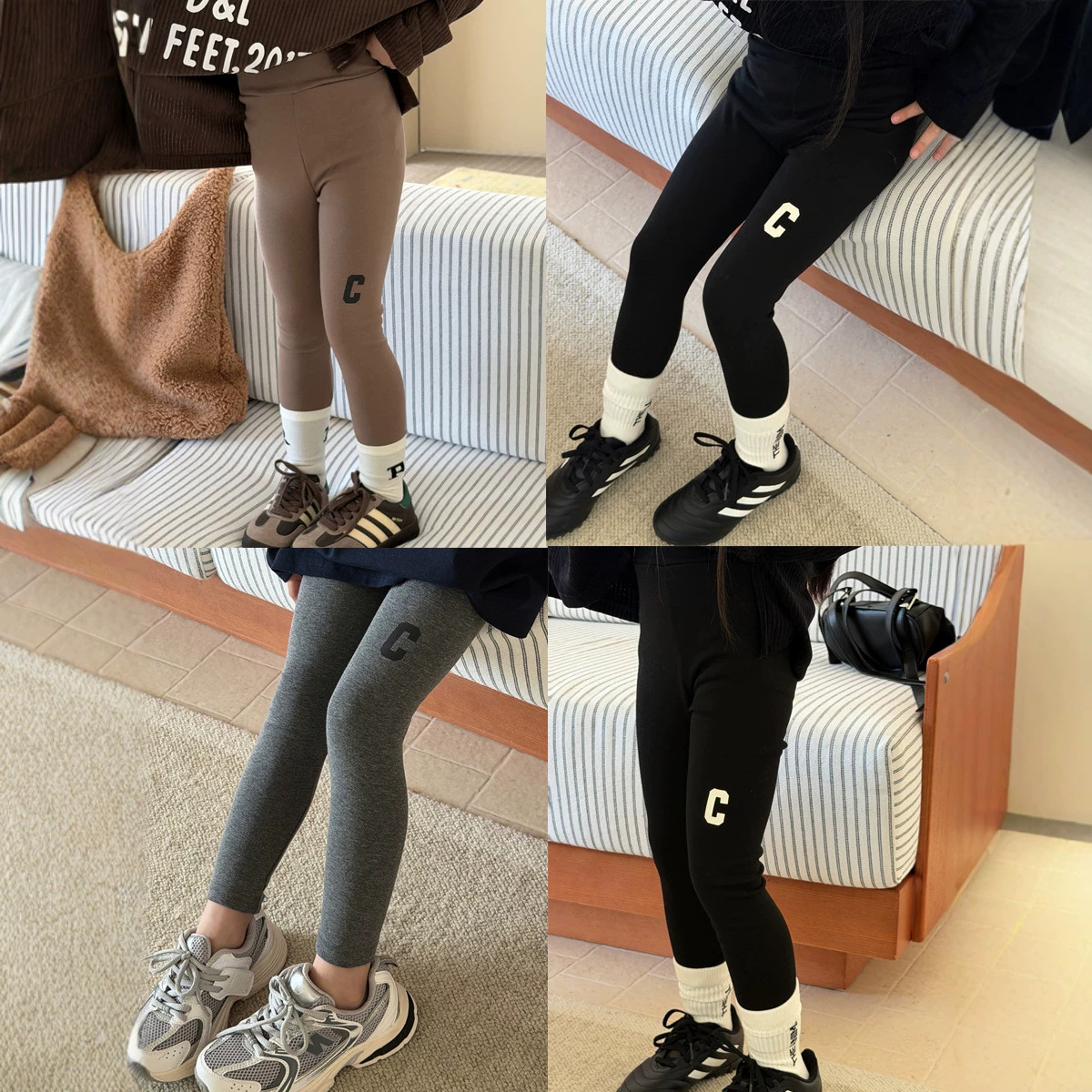 0921057  女中大童秋季韓版字母Ｃ撞色基礎款內搭褲 第 6 張