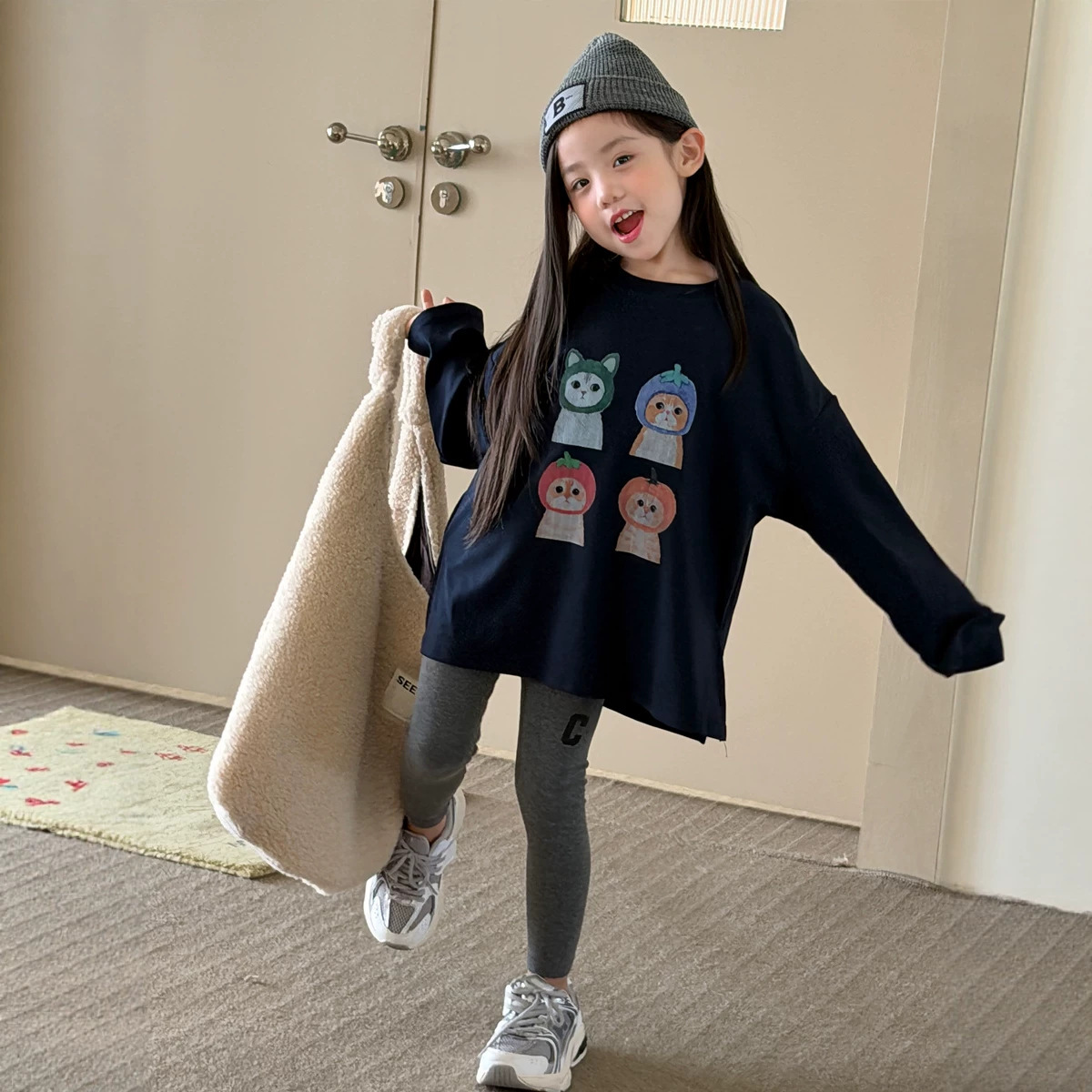 0921057  女中大童秋季韓版字母Ｃ撞色基礎款內搭褲 第 7 張