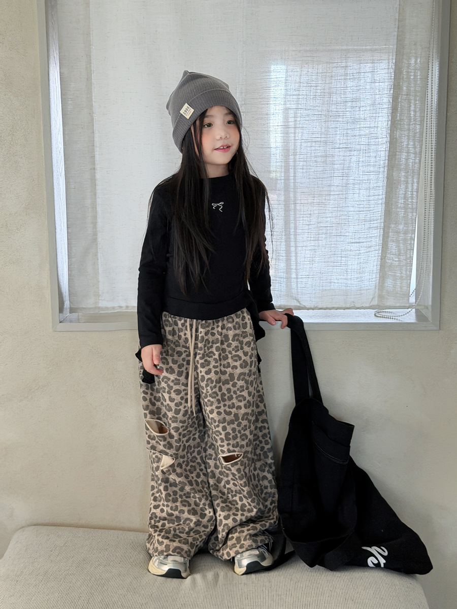 0921058 女中大童韓系秋季側邊綁帶復古刺繡蝴蝶結TEE 第 16 張