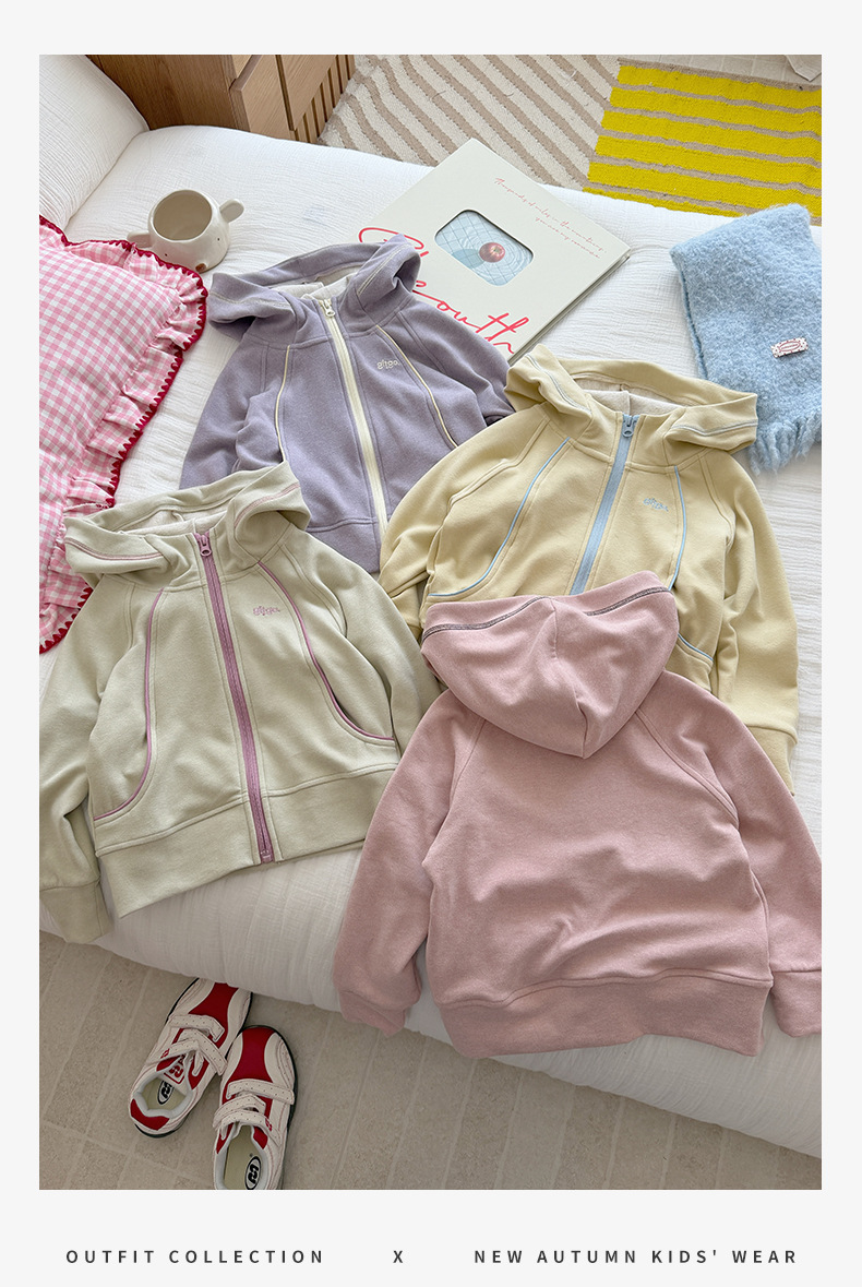 0921066 少女中大童撞色拉鍊休閒修身百搭連帽外套 第 16 張