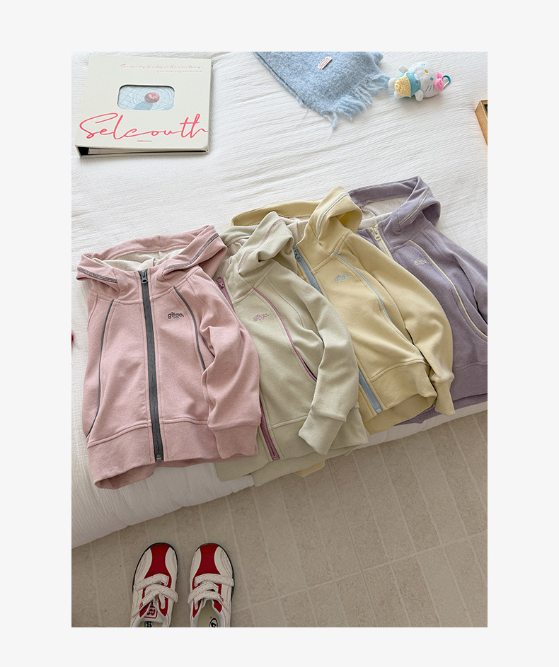 0921066 少女中大童撞色拉鍊休閒修身百搭連帽外套 第 19 張