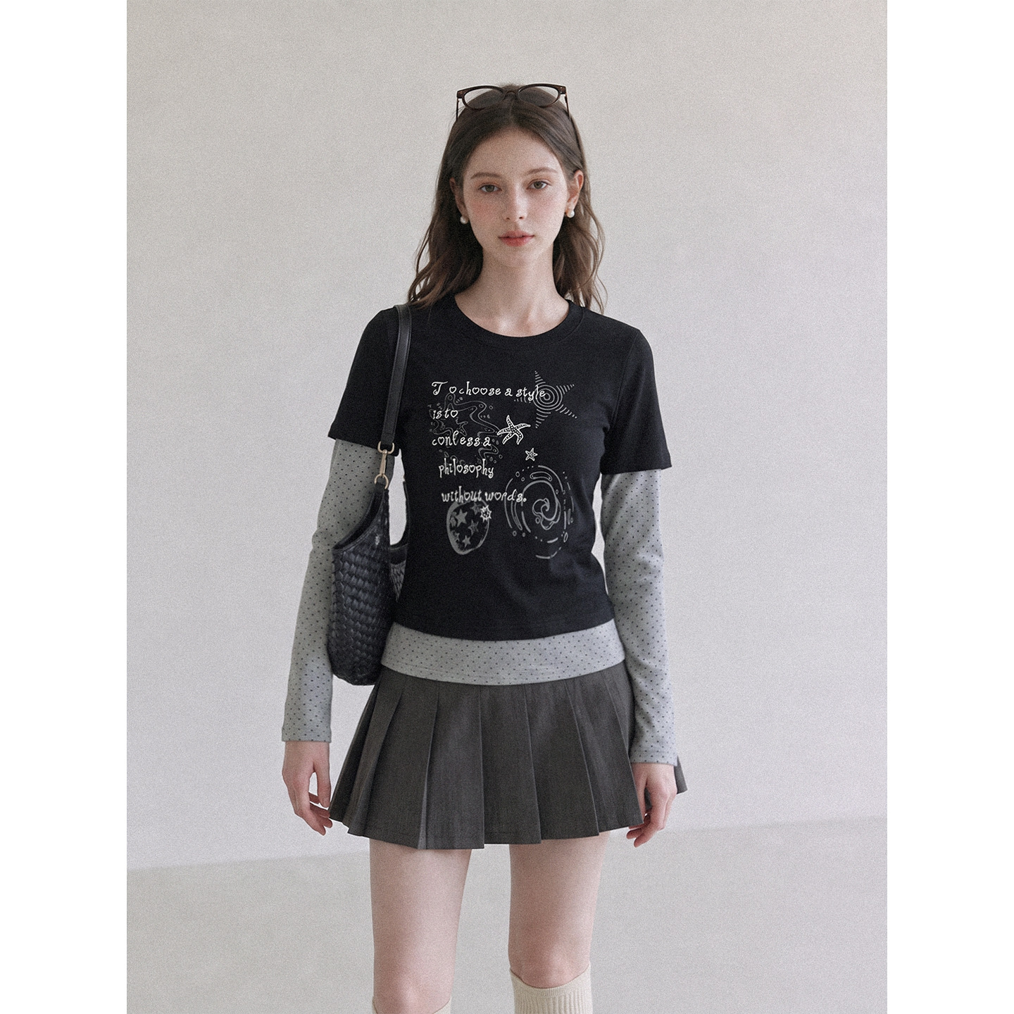 0928026 少女修身韓系假兩件潮流印花薄款長袖TEE 第 10 張