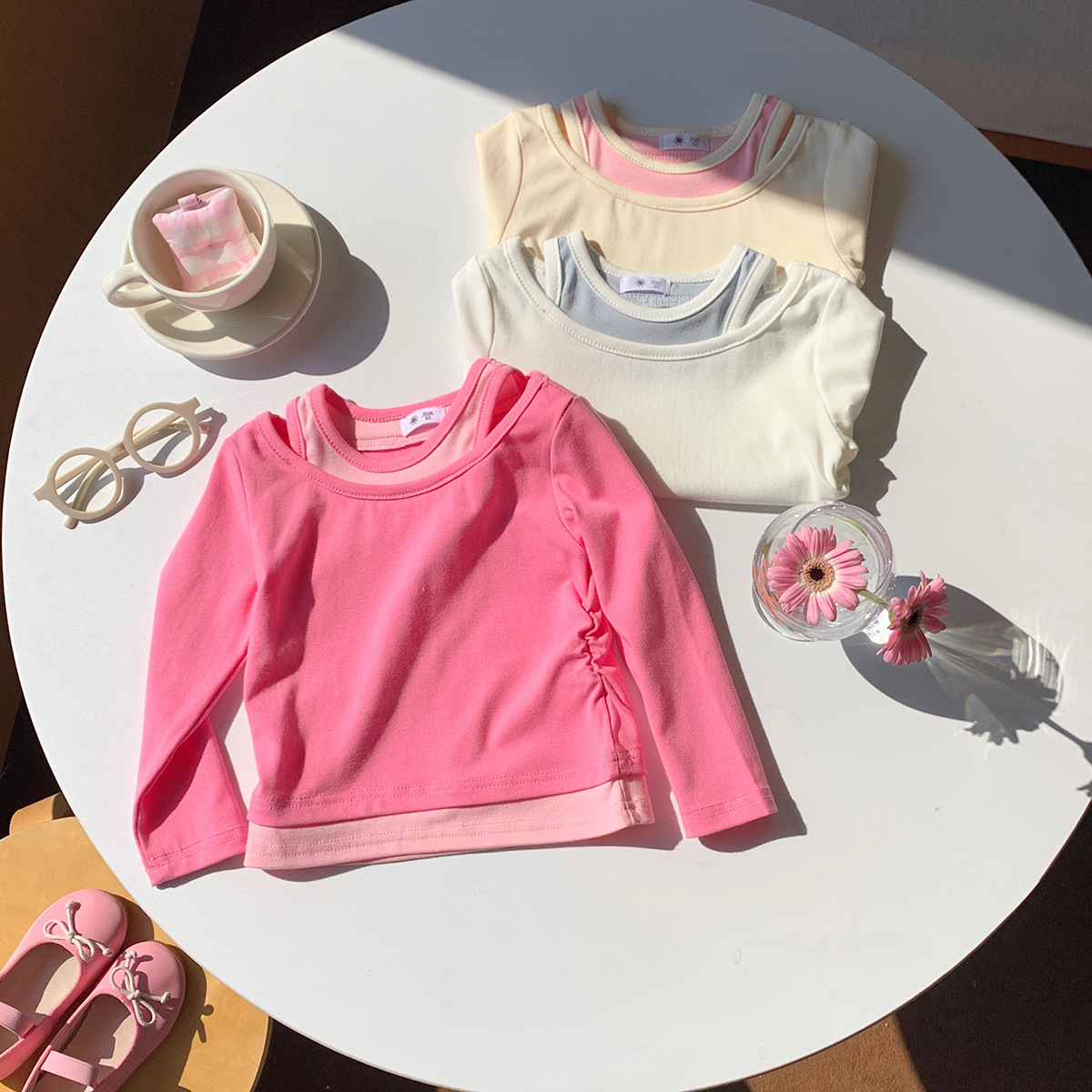 0928056 女童秋季新品假兩件露肩辣妹薄長袖TEE 第 10 張