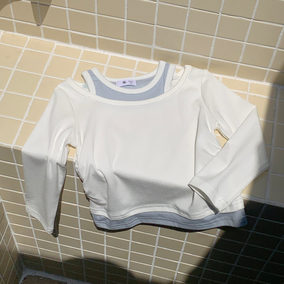 0928056 女童秋季新品假兩件露肩辣妹薄長袖TEE 第 13 張