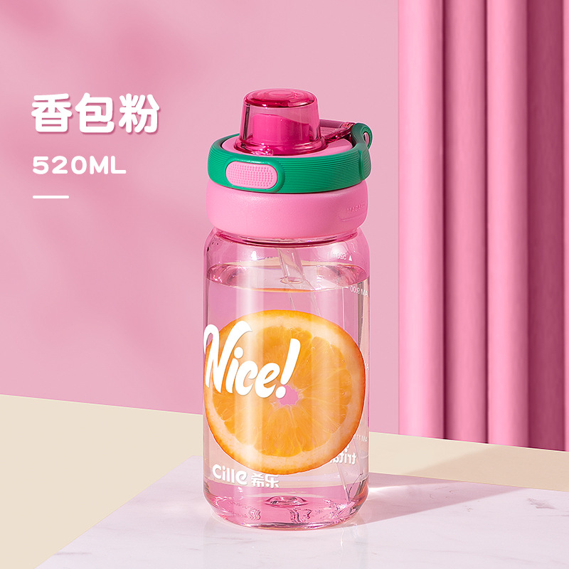 0928060 INS風透明大容量學生ritan雙飲吸管水壺 第 5 張