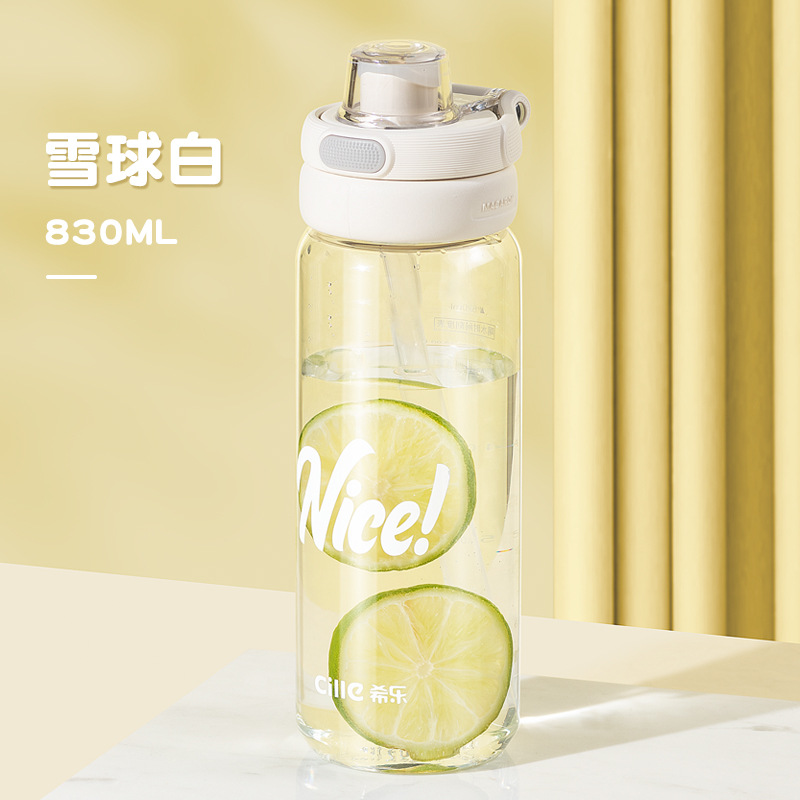 0928060 INS風透明大容量學生ritan雙飲吸管水壺 第 14 張
