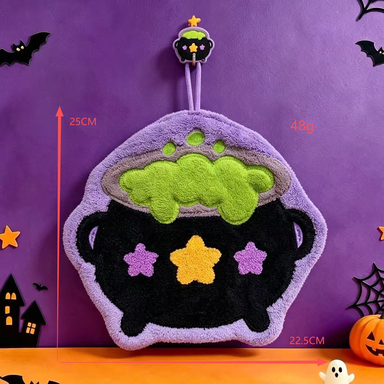 0928063 萬聖節可愛絨毛南瓜幽靈刺繡擦手巾 第 3 張