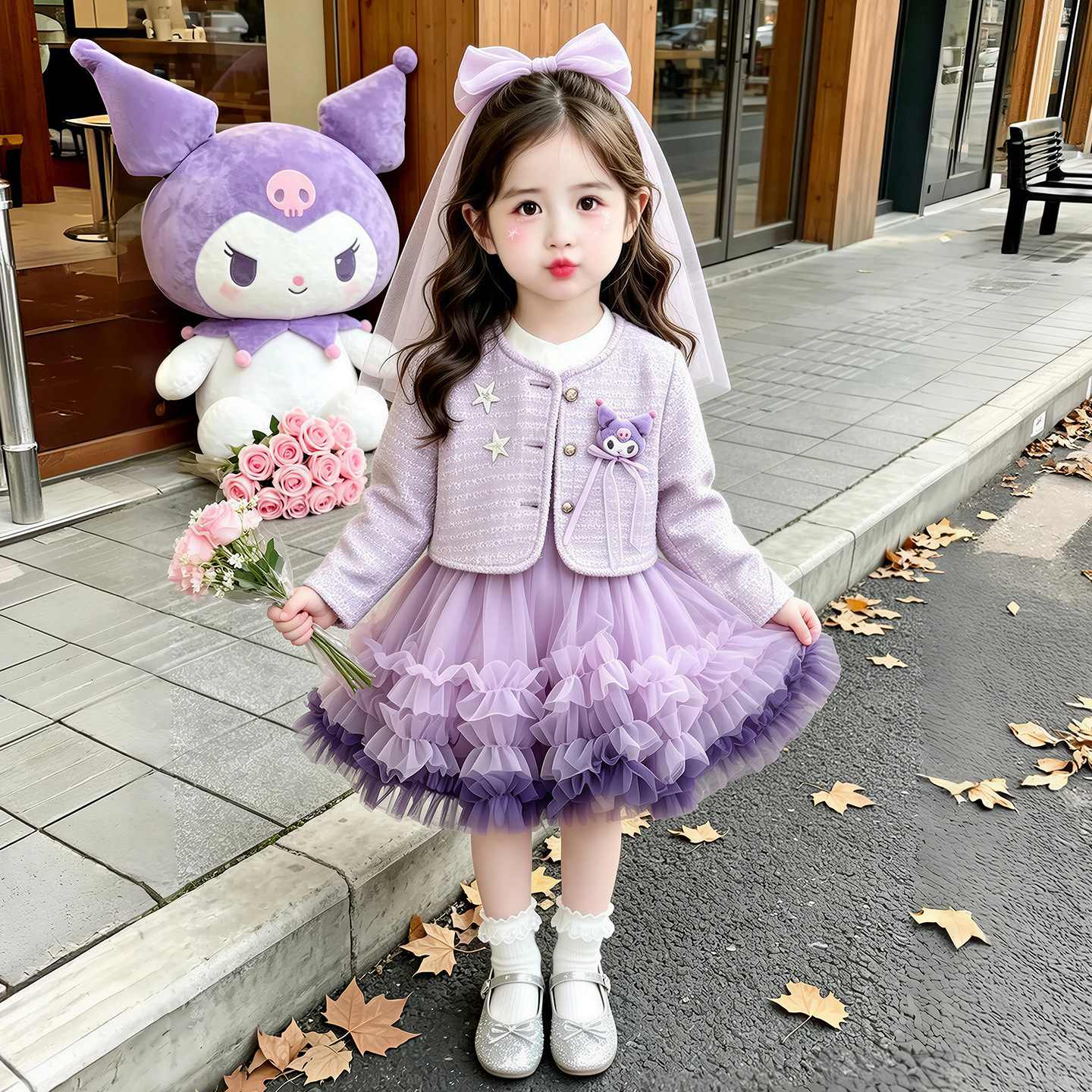 0928070 女童小香風庫洛米造型蓬蓬小洋裝紗裙套裝 第 6 張