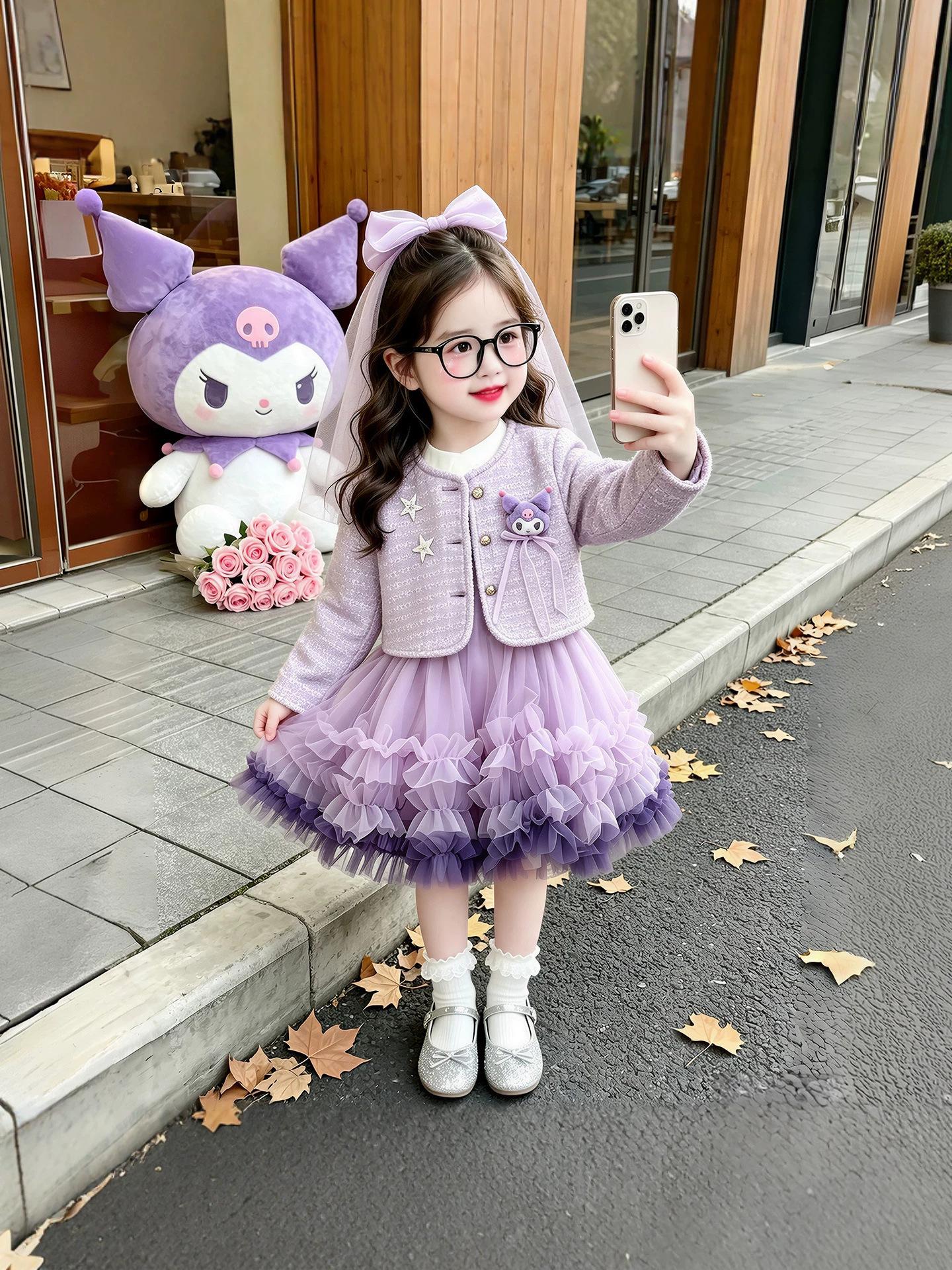 0928070 女童小香風庫洛米造型蓬蓬小洋裝紗裙套裝 第 5 張