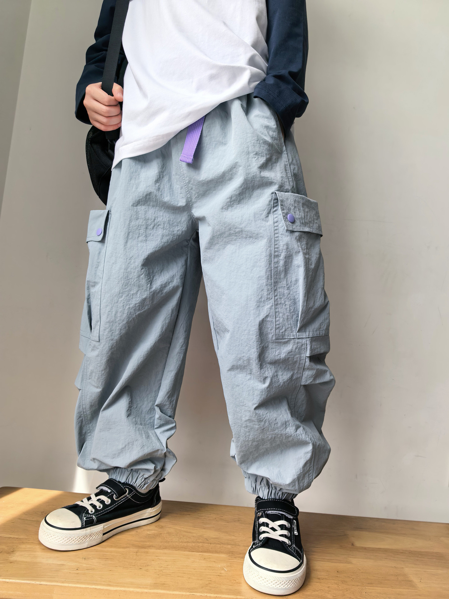 0928081 秋季新品日系少年中大童潮流大口袋衝鋒褲 第 3 張