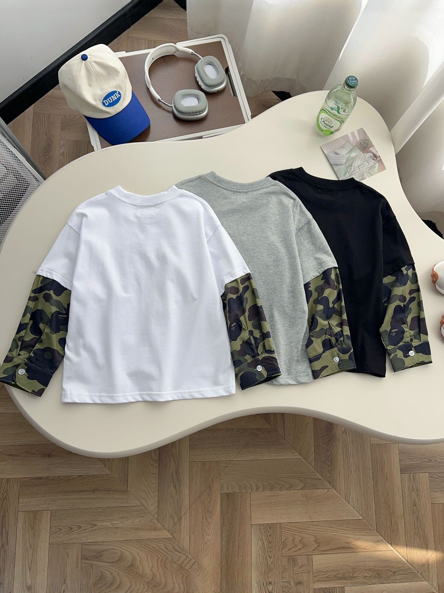 1005011 少年秋季潮流迷彩拼接猿人頭薄款TEE 第 3 張