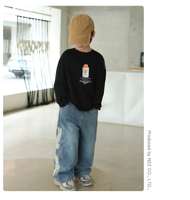 1005015 日系潮流少年中大童側刷破超有型直筒牛仔褲 第 8 張