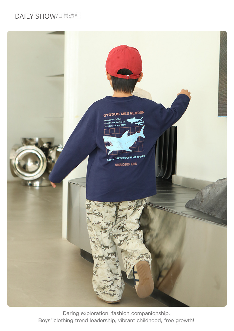 1005017 日系少年中大童鯊魚印花寬鬆長袖TEE 第 8 張