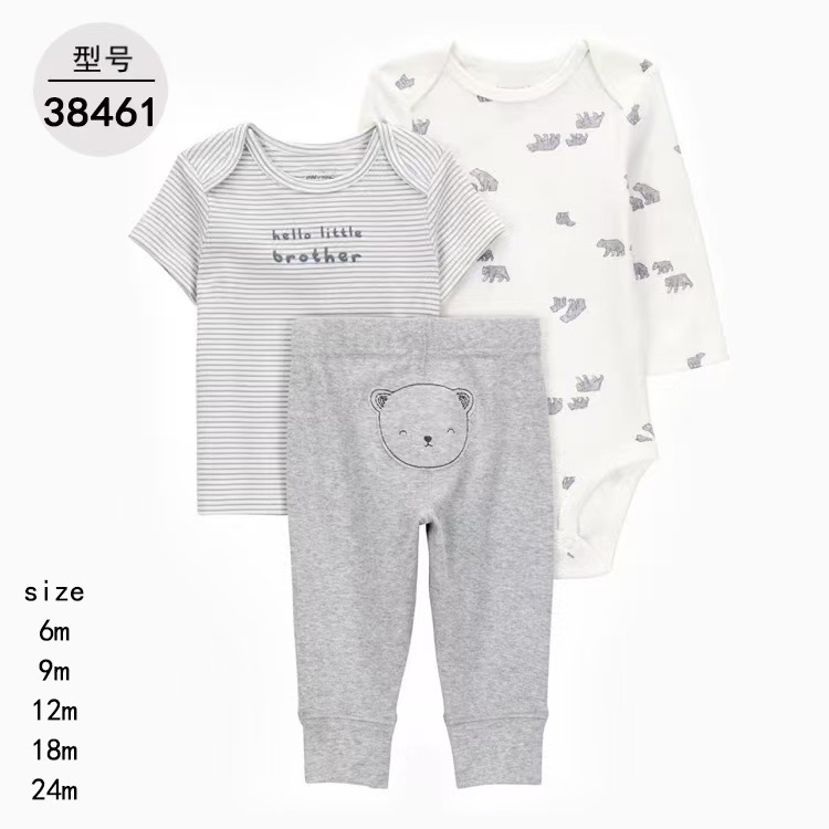 1005023 INS歐美經典款嬰幼兒服裝三件套套裝 短袖/長袖/褲子 第 10 張
