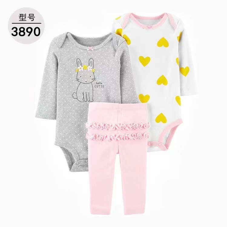 1005023 INS歐美經典款嬰幼兒服裝三件套套裝 短袖/長袖/褲子 第 12 張