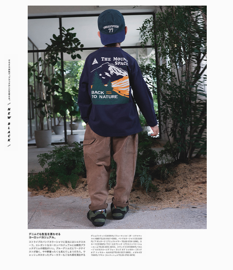 1005027 少年中大童秋季日系新款戶外露營風山脈長袖TEE 第 14 張
