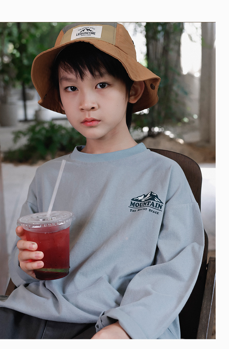 1005027 少年中大童秋季日系新款戶外露營風山脈長袖TEE 第 16 張