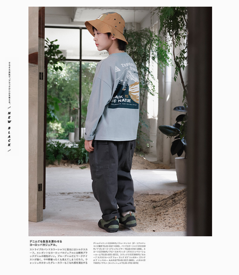 1005027 少年中大童秋季日系新款戶外露營風山脈長袖TEE 第 19 張