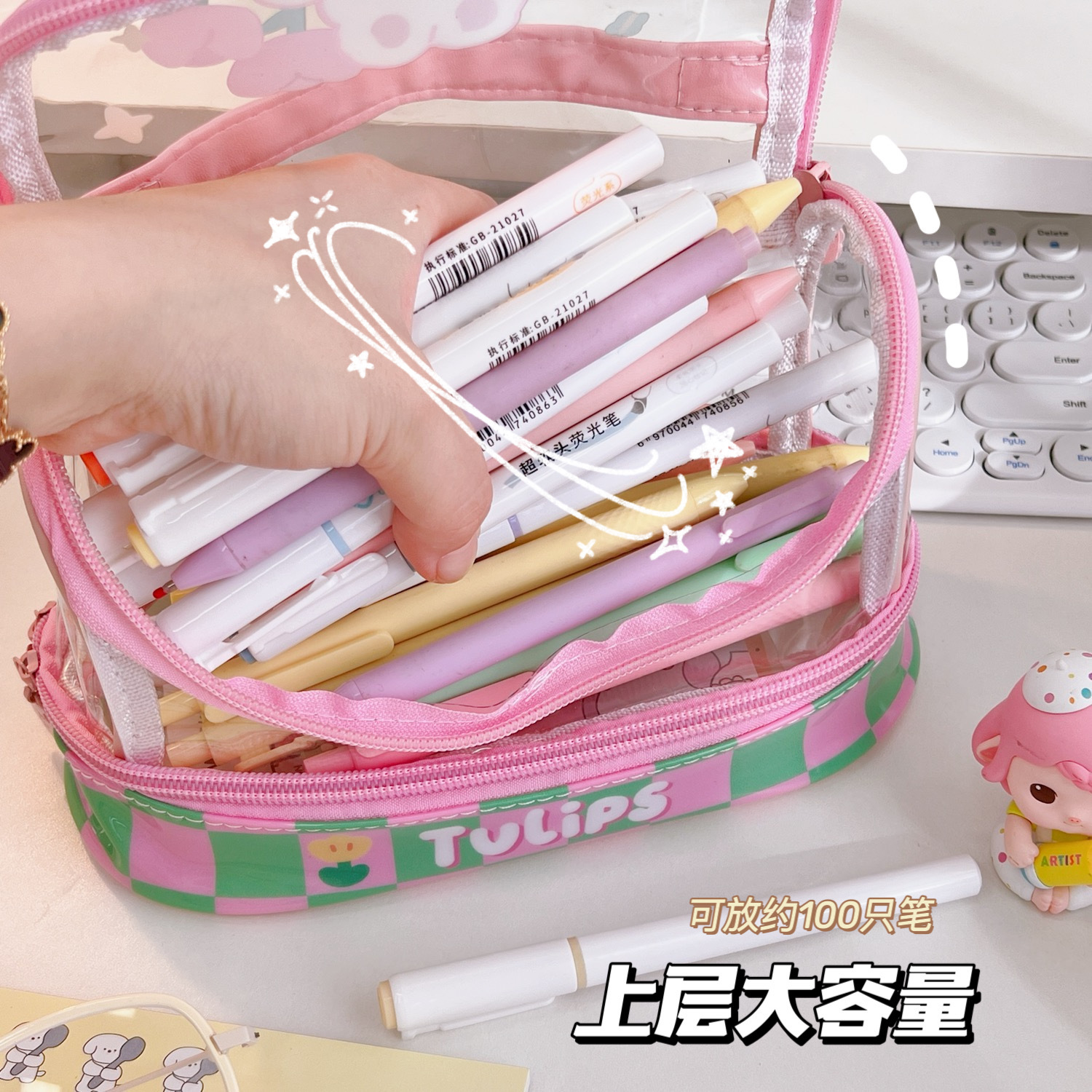 1005040 INS風可愛卡通風手提大容量透明筆袋 第 12 張