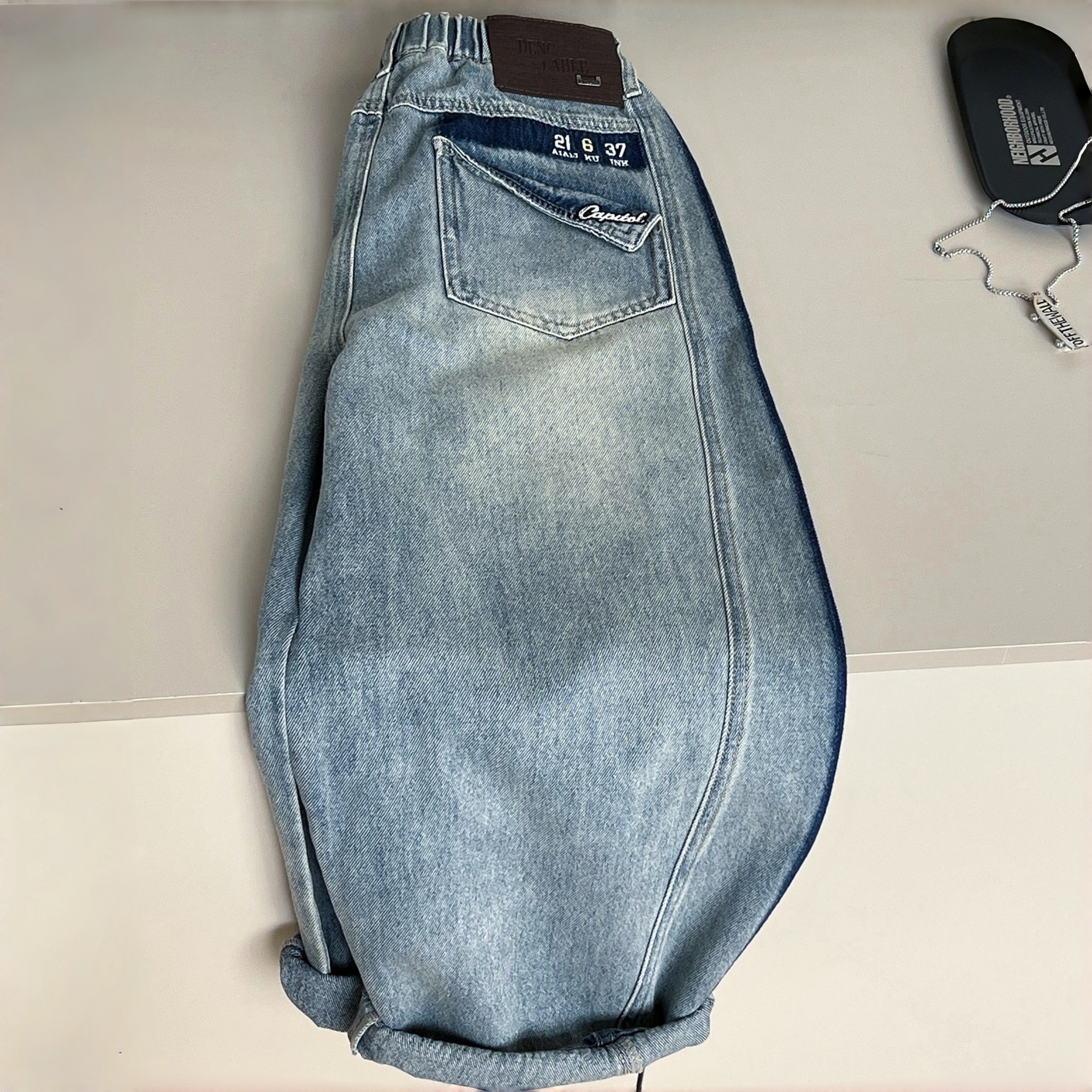 A00001-1005045 秋季新款兒童彎刀牛仔褲實體店男童洋氣長褲中大童寬鬆休閒長褲 第 5 張