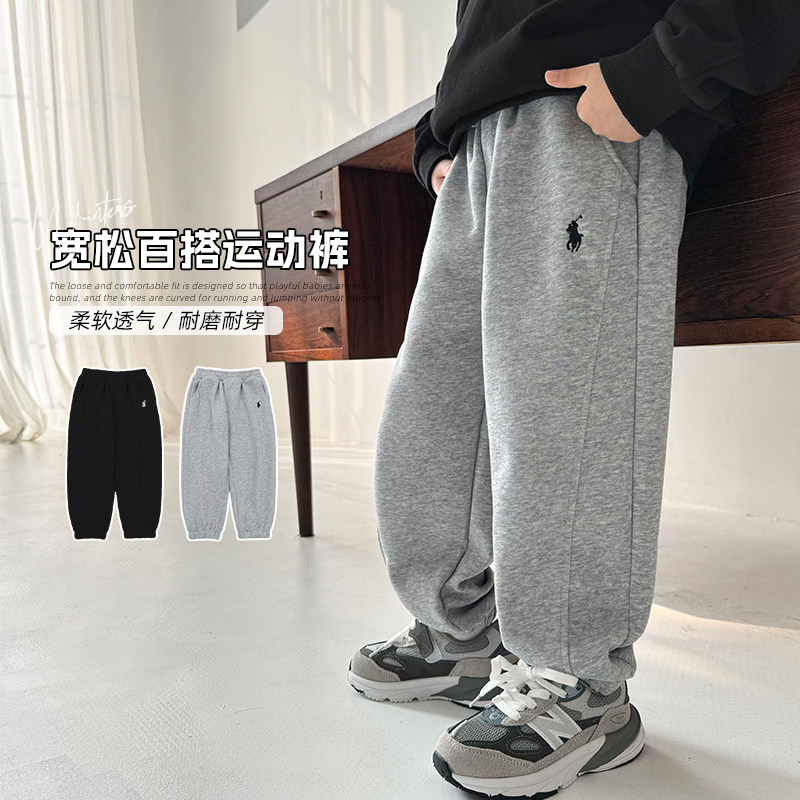 1005054 少年中大童英倫風戰馬刺繡寬鬆運動褲 第 5 張