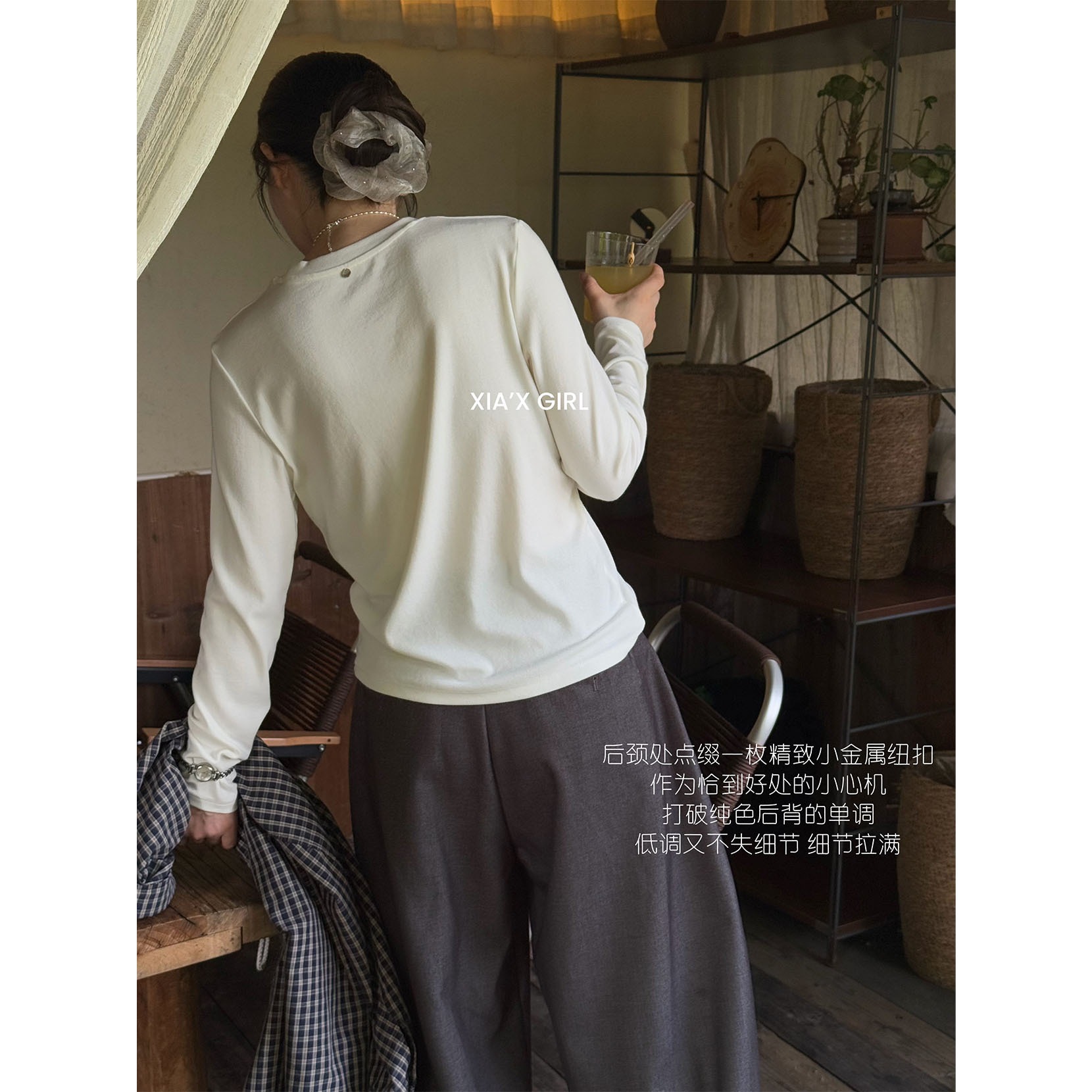 1005066 韓系慵懶風深秋多色百搭基礎款雲朵棉素TEE 第 5 張