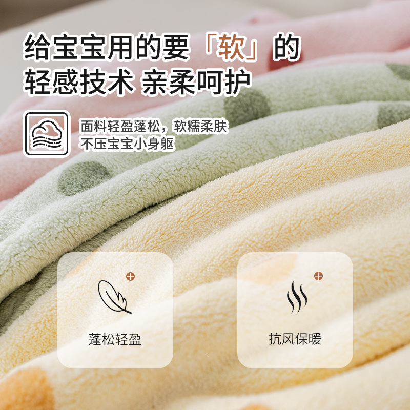 1005068 兒童可愛撞色小波點珊瑚絨浴巾斗篷披風 第 3 張